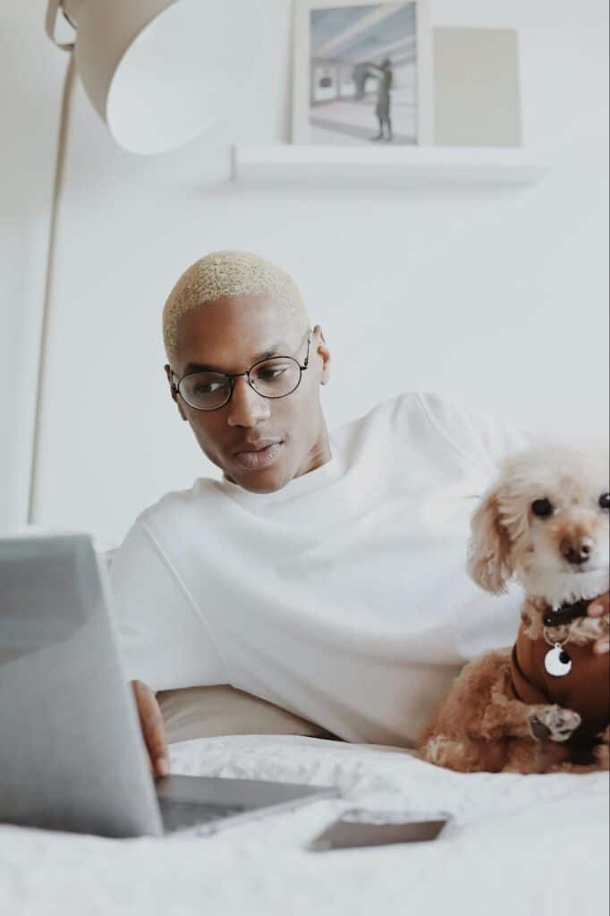 a person with his dog